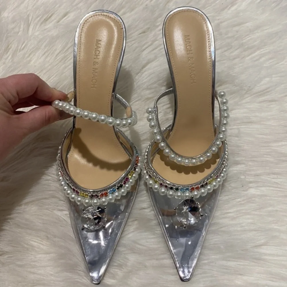Mach & Mach‎ Diamond of Elizabeth Imitation Pearl pointed toe Mule size 39.5